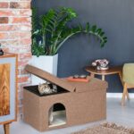 Taburet culcus pentru animale de companie, pliabil, maro, 38,5 x 74,5 x 37 cm - imagine 6