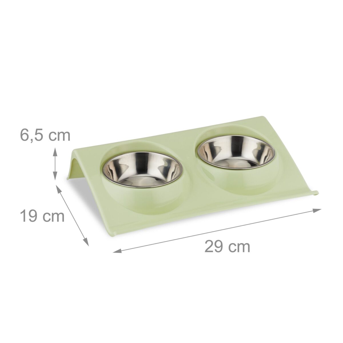 Suport mancare caini/pisici, cu 2 boluri din inox, verde, 6,5 x 29 x 19 cm - imagine 4