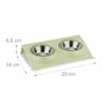 Suport mancare caini/pisici, cu 2 boluri din inox, verde, 6,5 x 29 x 19 cm - imagine 4