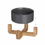 Bol din ceramica, mancare caine, suport din bambus, 850 ml, gri, 9 x 20 x 20 cm - imagine 6