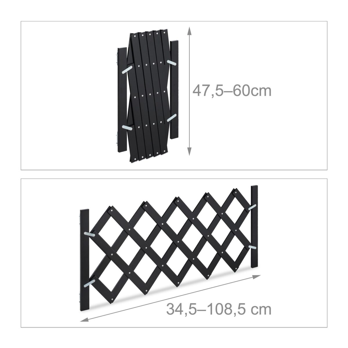 Gard protectie, blocare acces, animale de companie, extensibil, negru, inaltime 47,5-60 cm, latime 34,5-108,5 cm - imagine 4