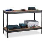 Banc de lucru, 2 nivele, sustine 300kg, negru, 91 x 141 x 61 cm
