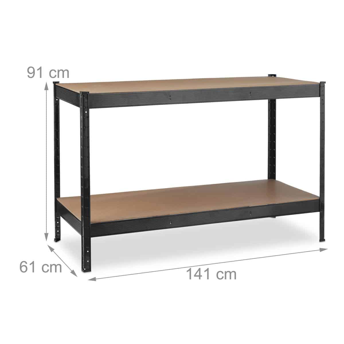 Banc de lucru, 2 nivele, sustine 300kg, negru, 91 x 141 x 61 cm - imagine 4