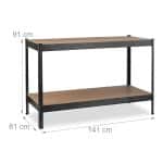 Banc de lucru, 2 nivele, sustine 300kg, negru, 91 x 141 x 61 cm - imagine 4