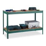 Banc de lucru, 2 nivele, sustine 600kg, verde, 91 x 141 x 61 cm