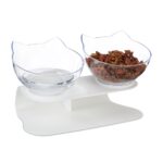 Boluri hranire pisici, cu suport, 2 x 500 ml, 16 x 27,5 x 13,5 cm