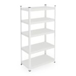 Raft metalic pentru depozitare cu 5 polite, alb, otel, 150 x 75 x 30 cm, Relaxdays