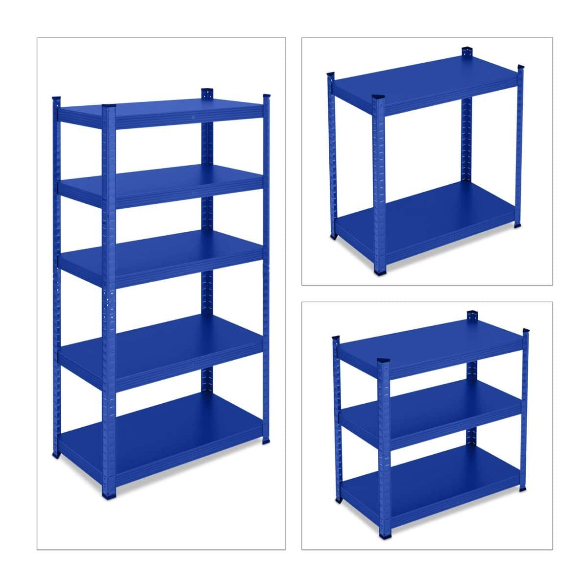 Raft metalic pentru depozitare cu 5 polite, incarcare 875 kg, albastru, 150 x 75 x 30 cm, Relaxdays - imagine 6