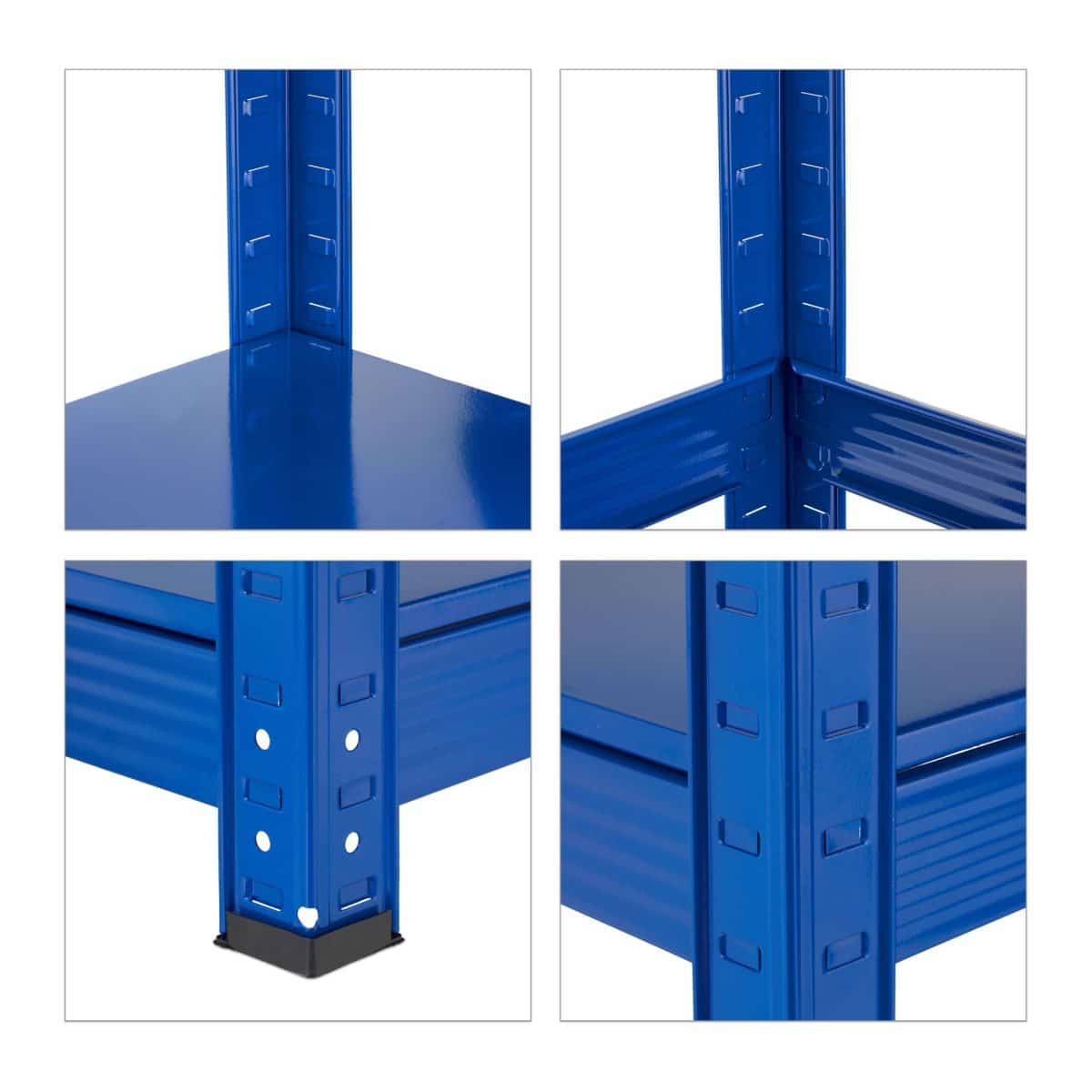 Raft metalic pentru depozitare cu 5 polite, incarcare 875 kg, albastru, 150 x 75 x 30 cm, Relaxdays - imagine 8