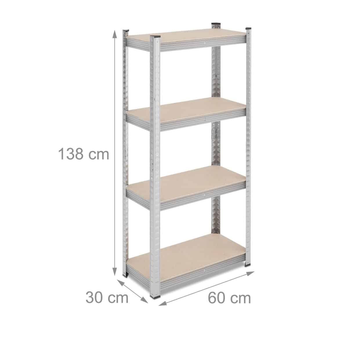 Raft din otel galvanizat pentru depozitare, 4 polite, sustine 200 kg, gri, 138 x 60 x 30 cm - imagine 4