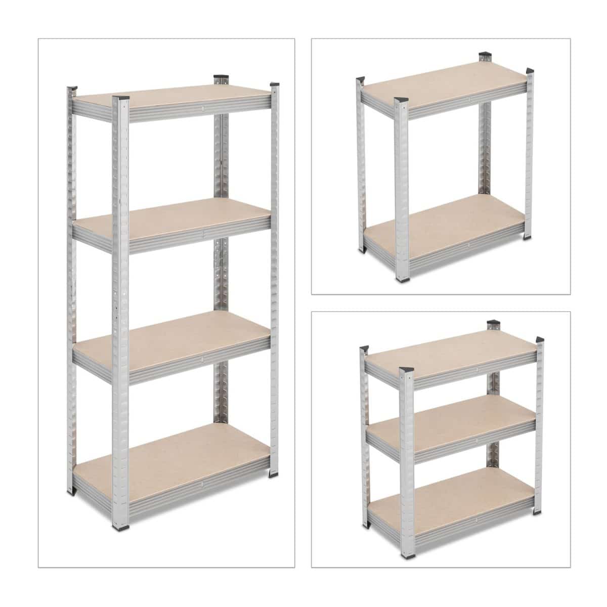 Raft din otel galvanizat pentru depozitare, 4 polite, sustine 200 kg, gri, 138 x 60 x 30 cm - imagine 6