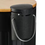 Cos de gunoi pentru baie, 3 L, capac din bambus, cu pedala, negru - imagine 7