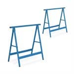 Set 2 staliere, pliabile, capacitate 100kg pe stalier, albastru, 74 x 78 x 40 cm