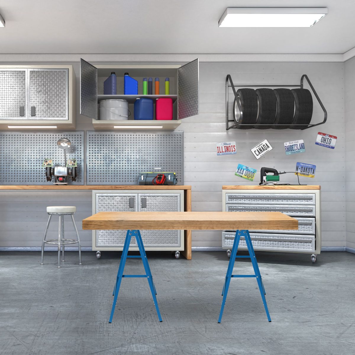 Set 2 staliere, pliabile, capacitate 100kg pe stalier, albastru, 74 x 78 x 40 cm - imagine 2