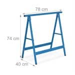 Set 2 staliere, pliabile, capacitate 100kg pe stalier, albastru, 74 x 78 x 40 cm - imagine 4