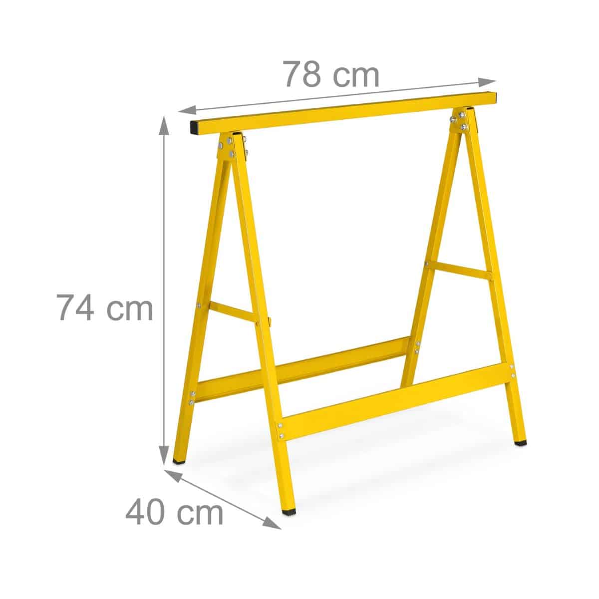 Set 2 staliere, pliabile, capacitate 100kg pe stalier, galben, 74 x 78 x 40 cm - imagine 4
