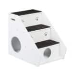 Scara pentru caini si pisici, 3 trepte, culcus, alb, 52,5 x 42 x 60 cm