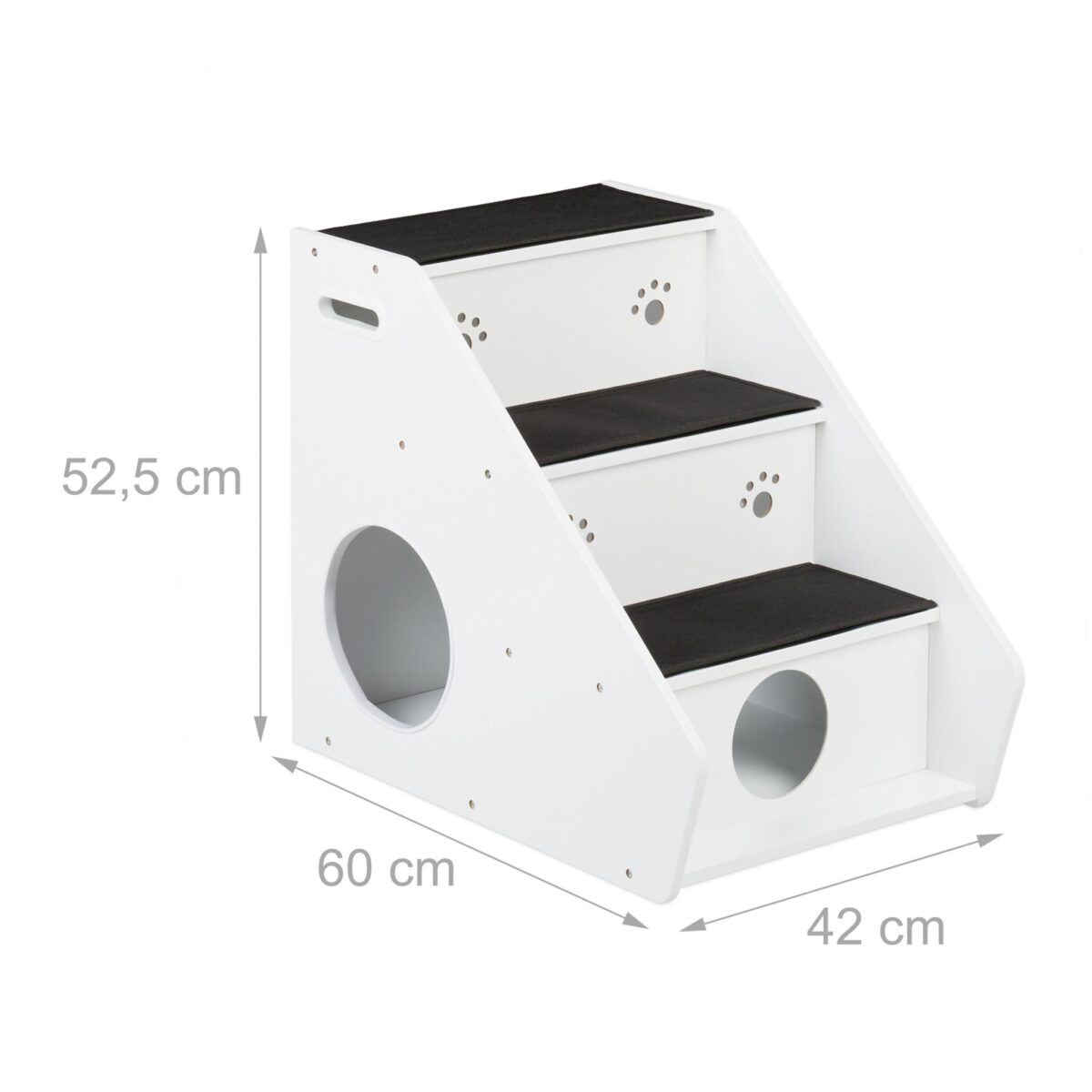Scara pentru caini si pisici, 3 trepte, culcus, alb, 52,5 x 42 x 60 cm - imagine 4