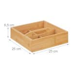 Organizator din bambus, cu maner, de birou/cosmetice, 6,5 x 25 x 25 cm - imagine 4