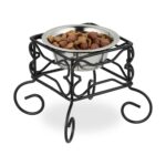 Bol de 300 ml, hranire caini, cu suport metalic, 15,5 x 18 x 18 cm