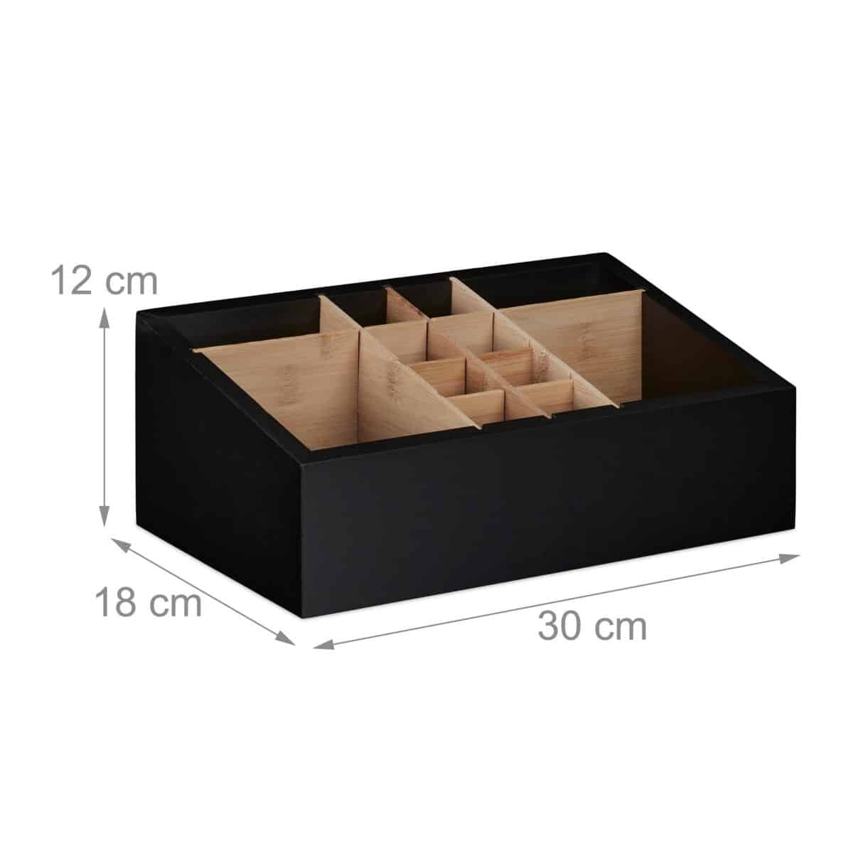 Organizator de birou, 12 compartimente, din bambus, 12 x 30 x 18,5 cm - imagine 4