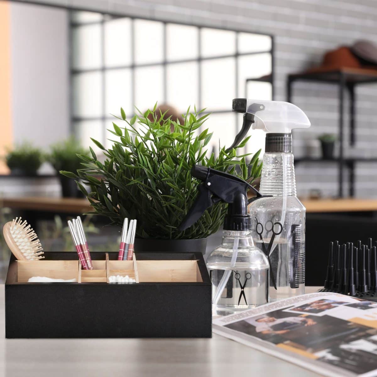 Organizator de birou, 12 compartimente, din bambus, 12 x 30 x 18,5 cm - imagine 5