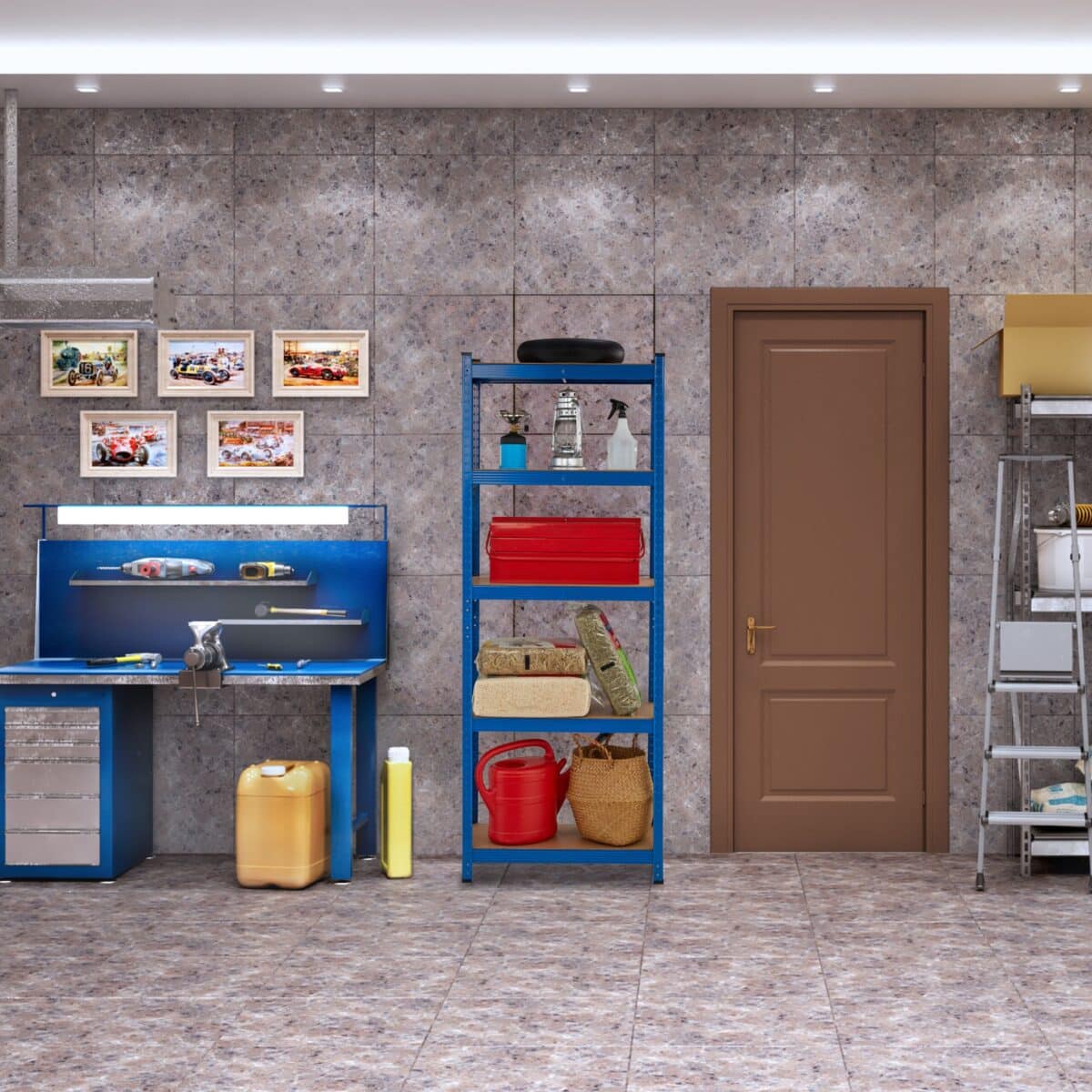 Raft industrial depozitare, albastru, otel, multifunctional, 5 polite, 180 x 70 x 30 cm - imagine 2