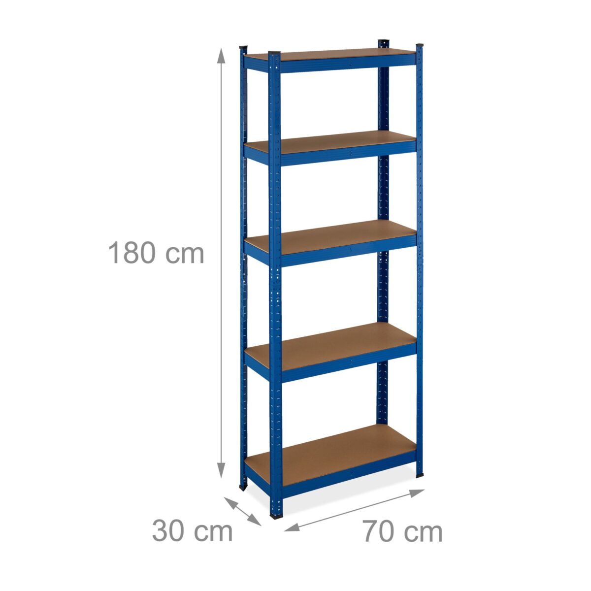 Raft industrial depozitare, albastru, otel, multifunctional, 5 polite, 180 x 70 x 30 cm - imagine 4