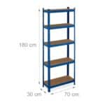 Raft industrial depozitare, albastru, otel, multifunctional, 5 polite, 180 x 70 x 30 cm - imagine 4