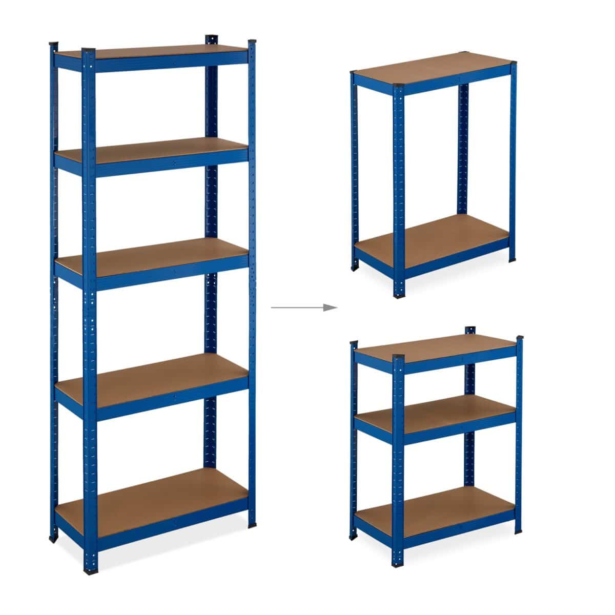Raft industrial depozitare, albastru, otel, multifunctional, 5 polite, 180 x 70 x 30 cm - imagine 6