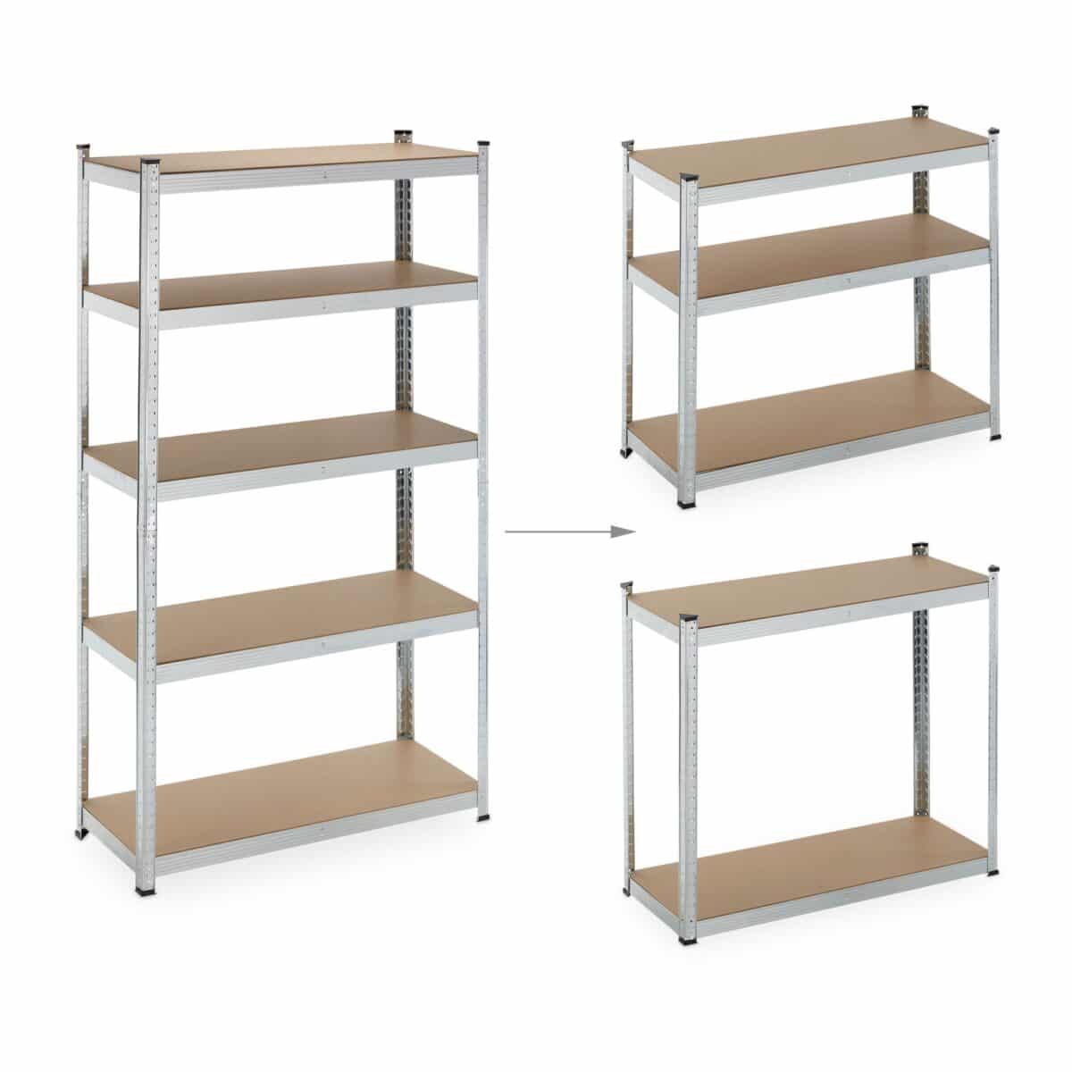 Set 2 rafturi industriale depozitare, multifunctionale, cu 5 polite, 180 x 100 x 40 cm, Relaxdays - imagine 6