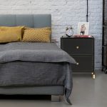 Noptiera cu 2 sertare textile, piele ecologica, design modern, cadru din otel, negru, 55,5 x 46 x 33 cm - imagine 8