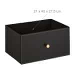 Noptiera cu 2 sertare textile, piele ecologica, design modern, cadru din otel, negru, 55,5 x 46 x 33 cm - imagine 6