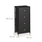 Comoda cu 4 sertare, piele ecologica, blat MDF, negru/auriu, 98,5 x 46 x 30 cm - imagine 3