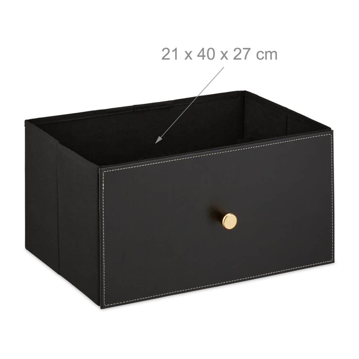 Comoda cu 4 sertare, piele ecologica, blat MDF, negru/auriu, 98,5 x 46 x 30 cm - imagine 2
