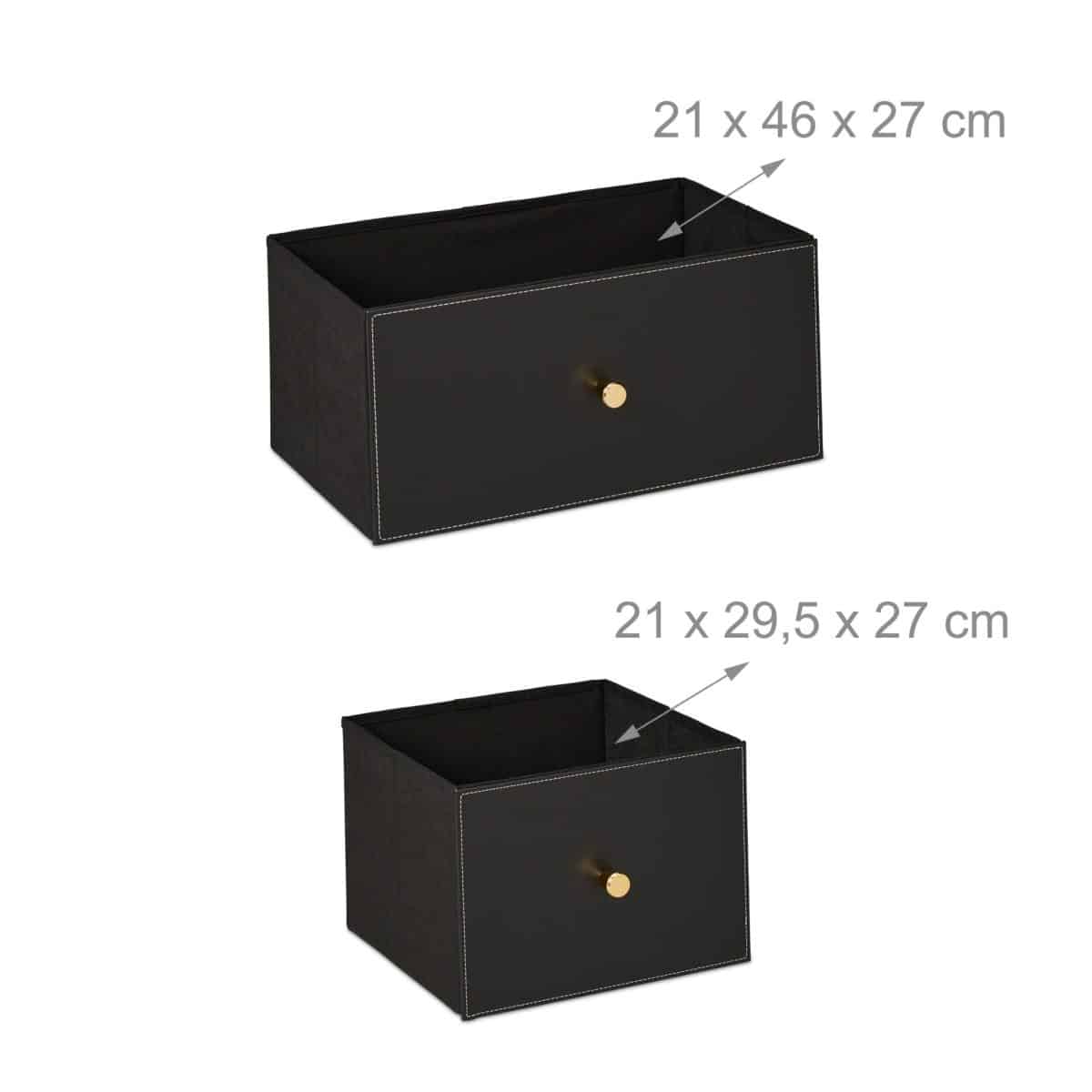 Comoda cu 5 sertare, piele ecologica, blat MDF, negru/auriu, 58,5 x 100 x 30 cm - imagine 3