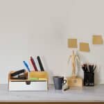 Organizator de birou, compartimentat si cu sertare, din bambus, 15,5 x 33 x 20,5 cm - imagine 2