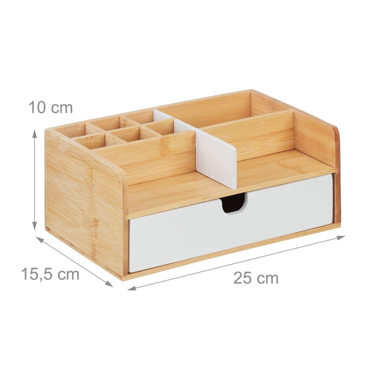 Organizator de birou, compartimentat si cu sertare, din bambus, 15,5 x 33 x 20,5 cm - imagine 4