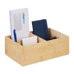 Organizator de birou, 3 compartimente, din bambus, 9,5 x 29 x 19 cm