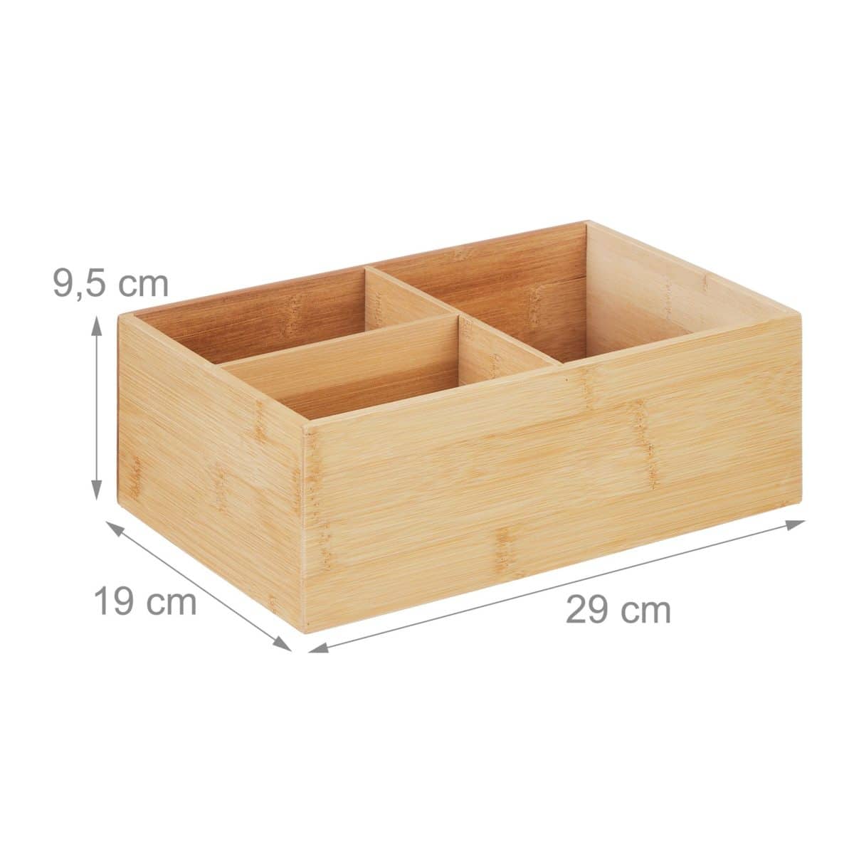 Organizator de birou, 3 compartimente, din bambus, 9,5 x 29 x 19 cm - imagine 4