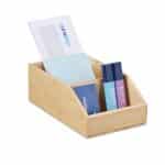 Organizator de birou, 3 compartimente mari, din bambus, 9 x 15,5 x 25,5 cm
