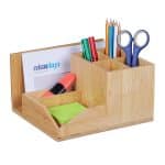 Organizator de birou, 7 compartimente, din bambus, 11 x 21 x 19 cm