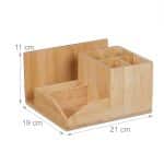 Organizator de birou, 7 compartimente, din bambus, 11 x 21 x 19 cm - imagine 4