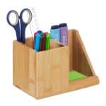 Organizator din bambus, de birou/cosmetice, 2 sertare, 10,5 x 17,5 x 10,5 cm