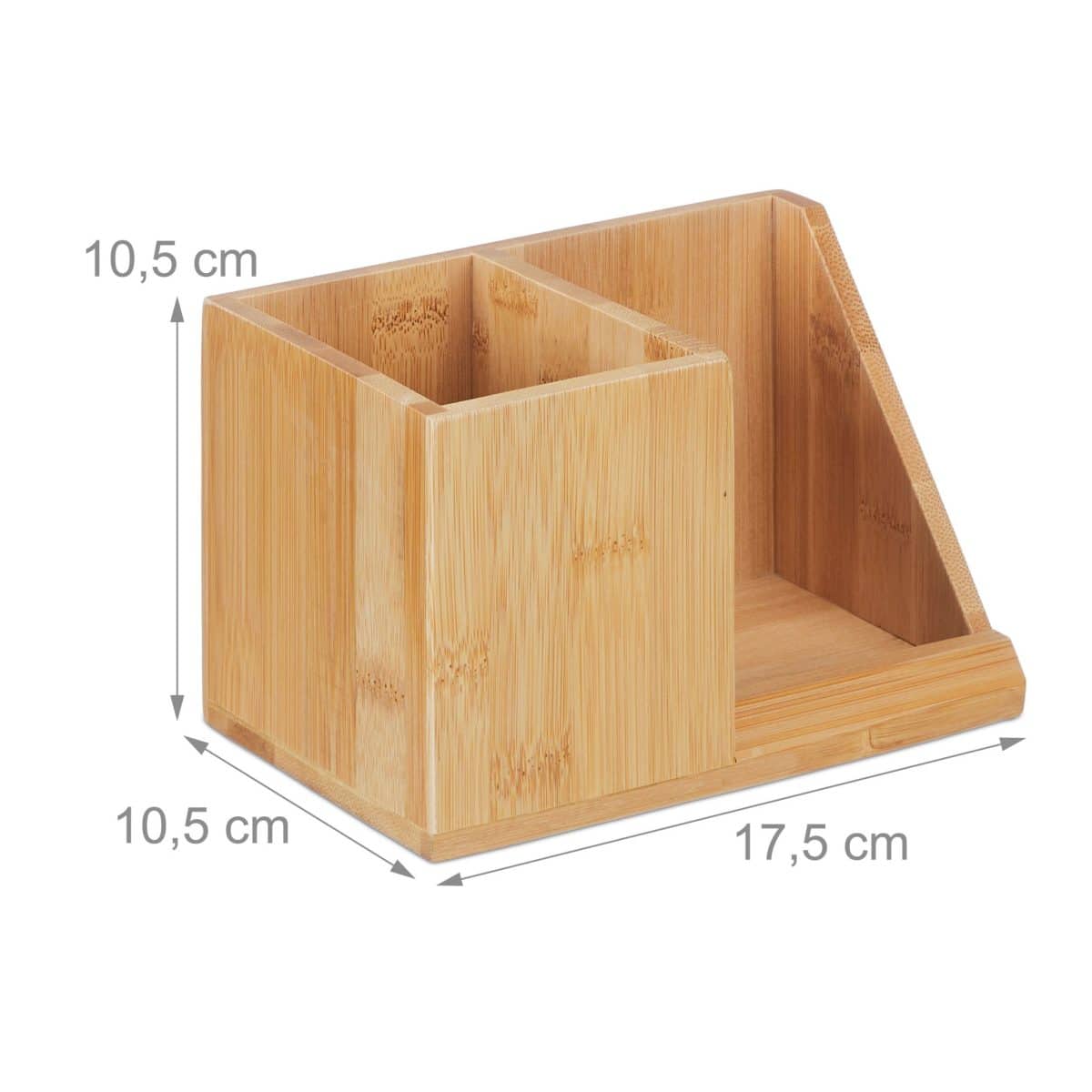 Organizator din bambus, de birou/cosmetice, 2 sertare, 10,5 x 17,5 x 10,5 cm - imagine 4