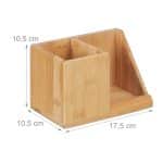 Organizator din bambus, de birou/cosmetice, 2 sertare, 10,5 x 17,5 x 10,5 cm - imagine 4