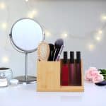 Organizator din bambus, de birou/cosmetice, 2 sertare, 10,5 x 17,5 x 10,5 cm - imagine 5