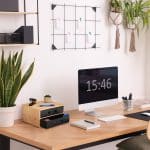 Organizator de birou/cosmetice, din bambus si MDF, 15 x 25 x 20 cm - imagine 2
