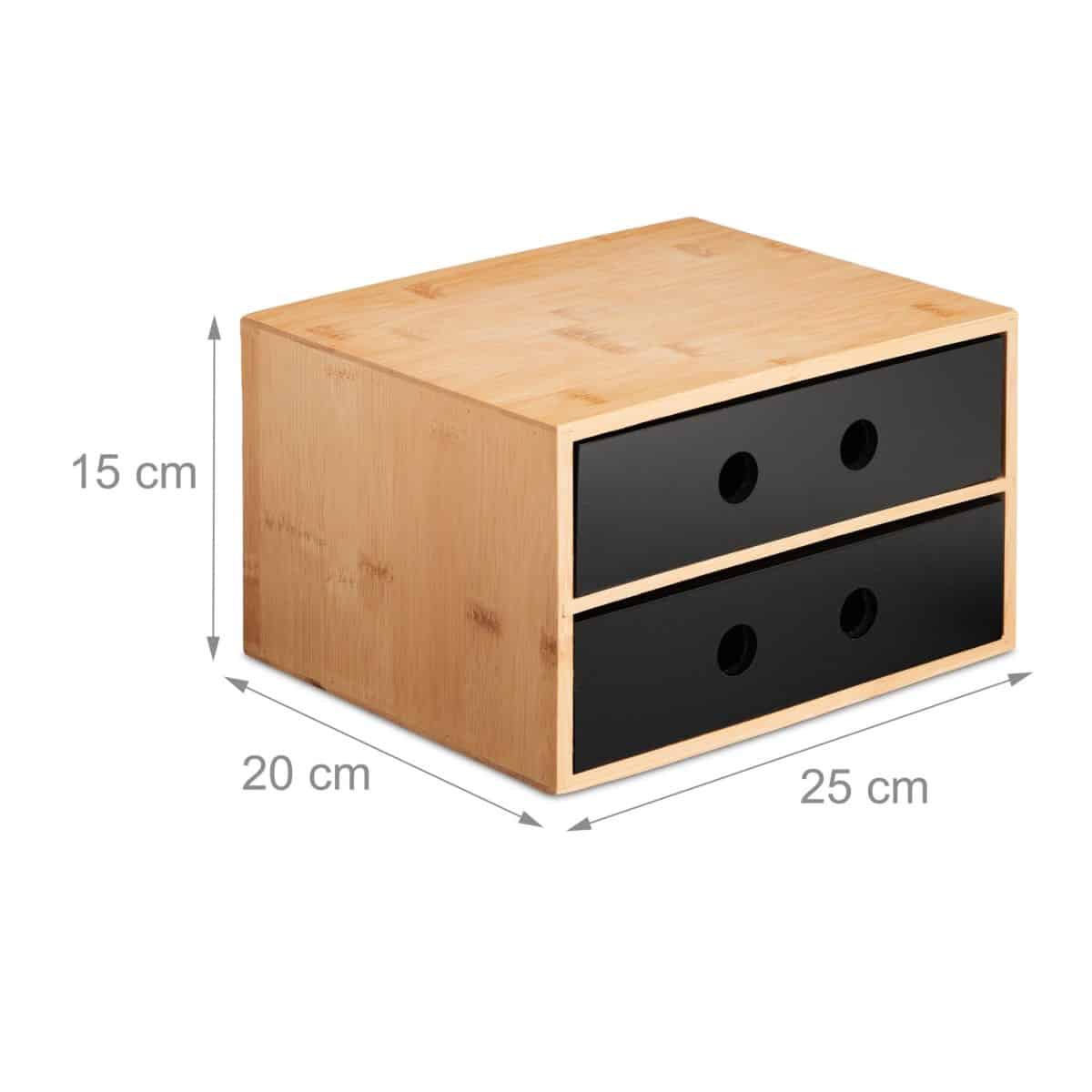 Organizator de birou/cosmetice, din bambus si MDF, 15 x 25 x 20 cm - imagine 4