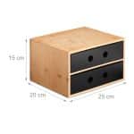 Organizator de birou/cosmetice, din bambus si MDF, 15 x 25 x 20 cm - imagine 4